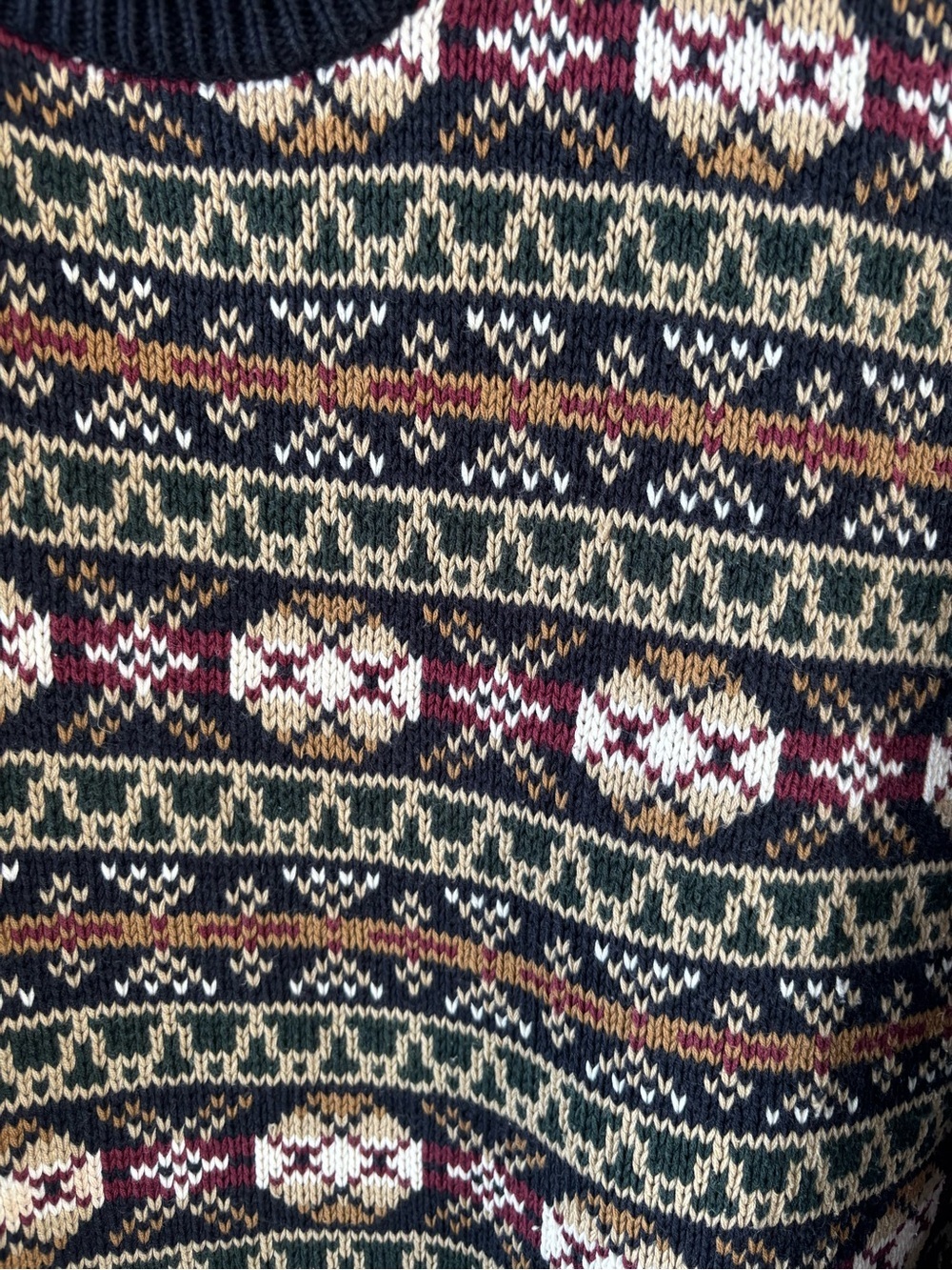 Vintage Regatta Sport Fair Isle Sweater XL 100% Cotton Heavy Knit Grandpacore - Picture 5 of 8